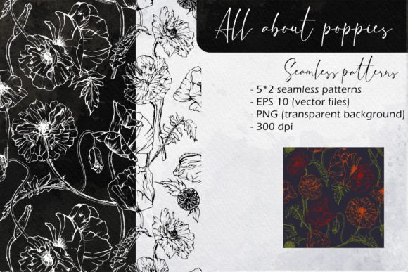 All About Poppies Seamless Patterns