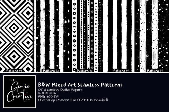 B W Mixed Art Seamless Patterns Set: Elevate Your Creative Projects with Professional Digital Textures