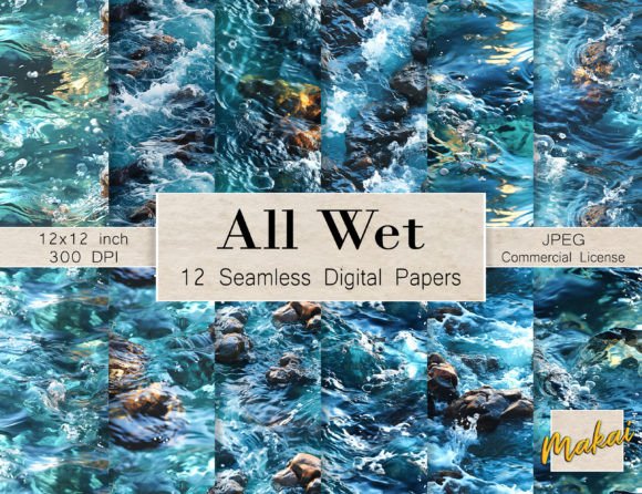 Blue Water Texture Seamless Patterns for Creators
