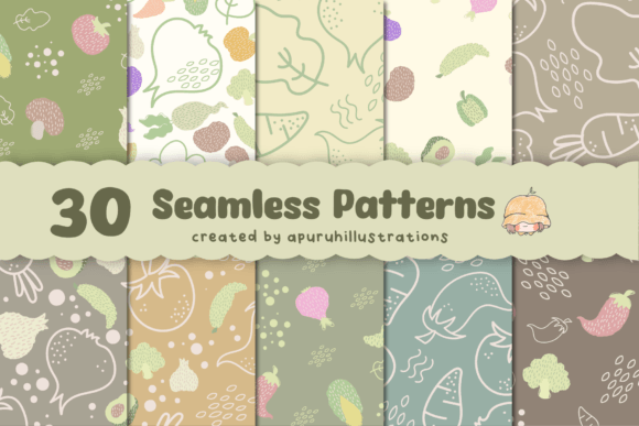 Boho Vegetables Seamless Patterns