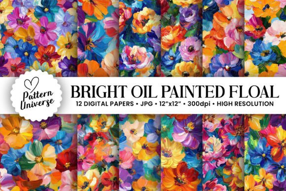 Colorful Oil Painted Flower Patterns