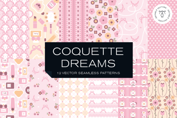Coquette Feminine Floral Vector Patterns