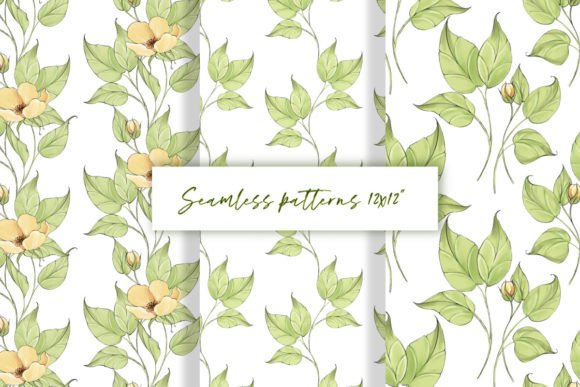 Green Floral Seamless Patterns for Creative Projects
