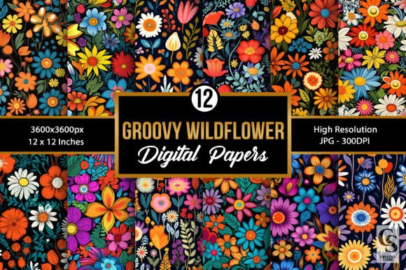Groovy Wildflowers Seamless Patterns for Creative Projects