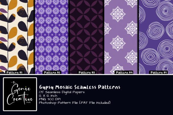 Gypsy Mosaic Seamless Patterns Set