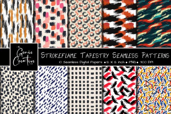 Stroke-Flame Tapestry Seamless Patterns