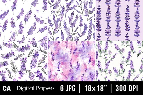 Watercolor Lavender Seamless Patterns for Creative Projects