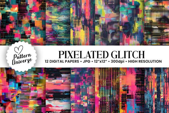 Watercolor Pixelated Glitch Patterns: A Unique Blend for Modern Creators