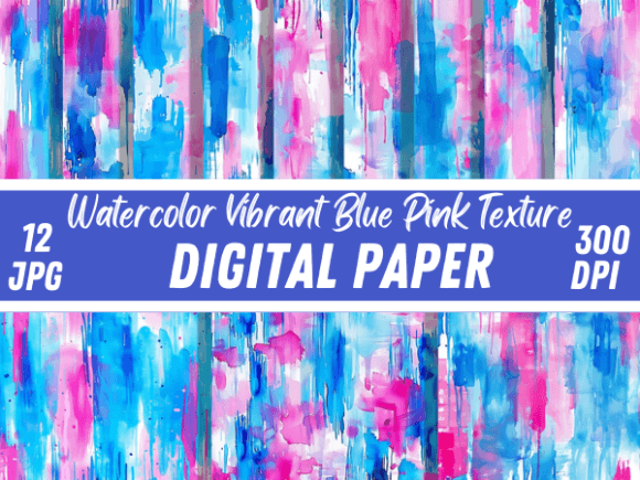 Watercolor Vibrant Blue Pink Patterns for Creative Projects