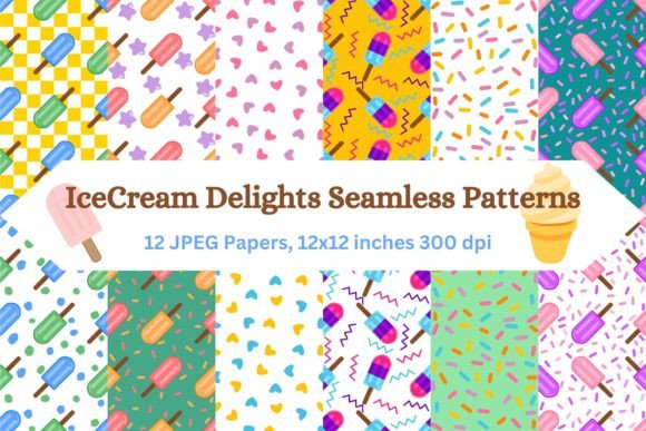 Yummy Ice Cream Seamless Patterns